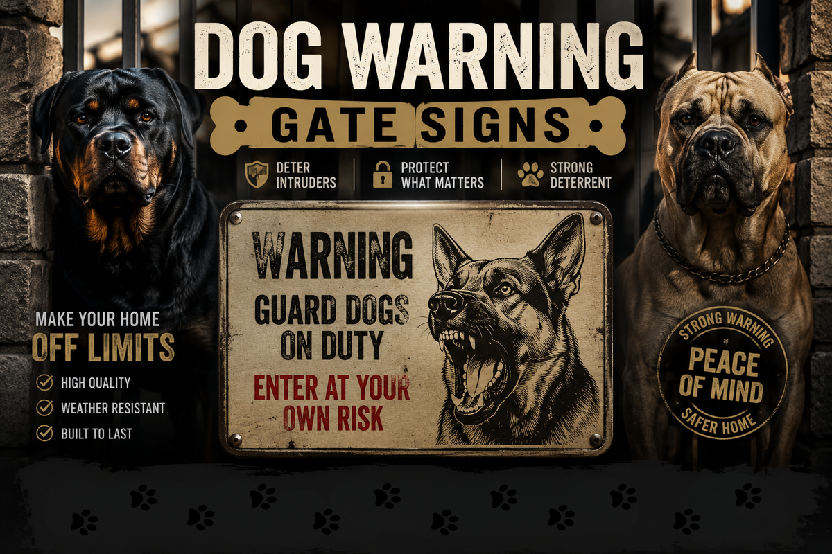 Dog gate warning signs