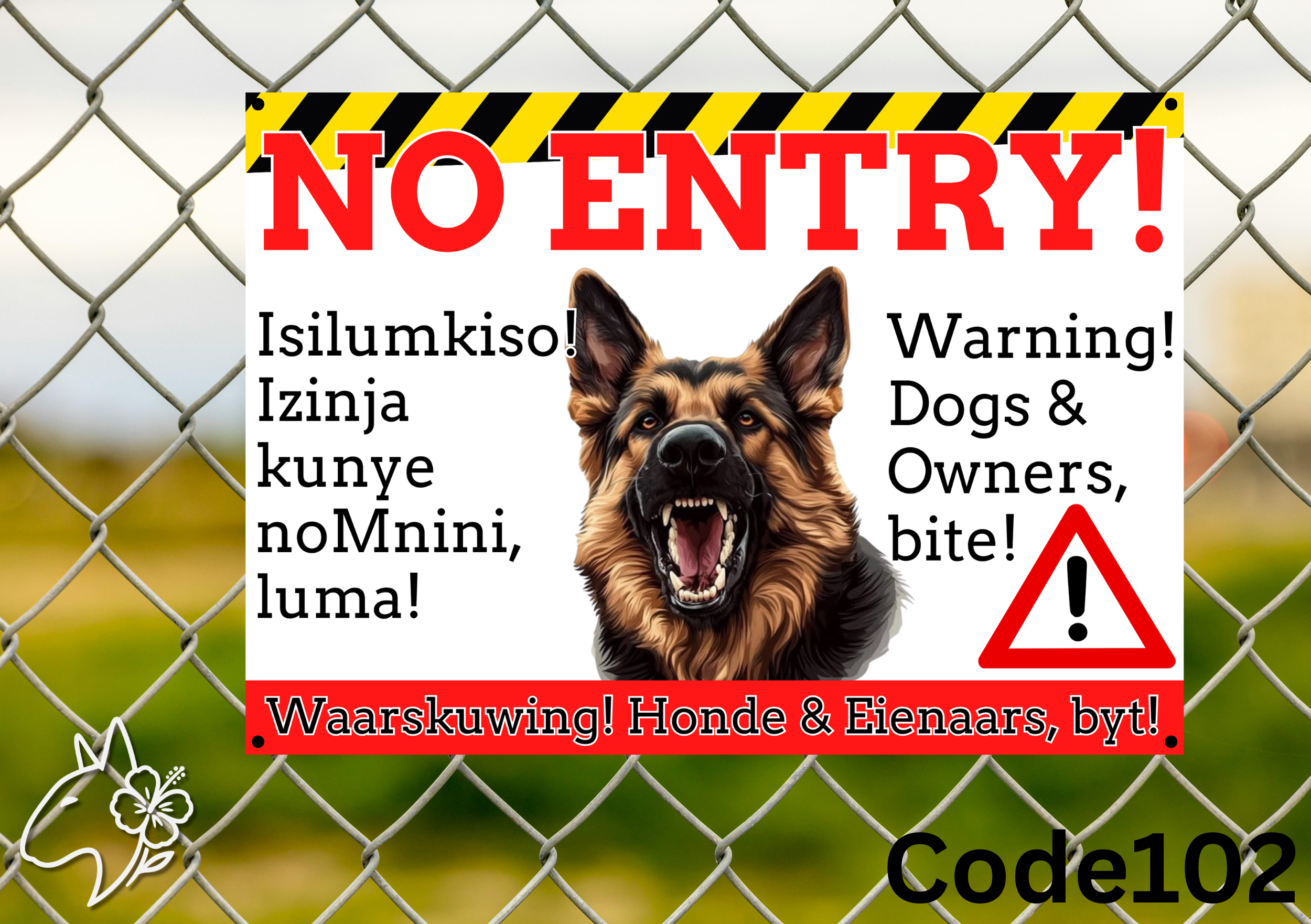 NO ENTRY - dog warning signs Size A4
