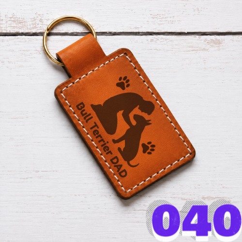 Bull Terrier Leather Keychain