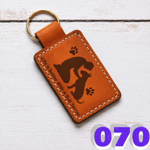 Bull Terrier Leather Keychain