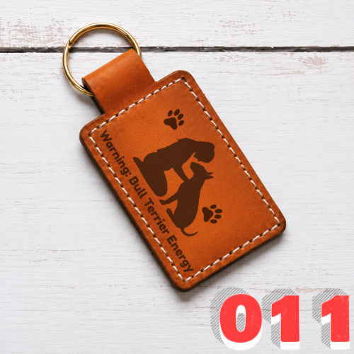 Bull Terrier Leather Keychain