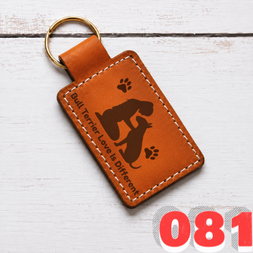 Bull Terrier Leather Keychain