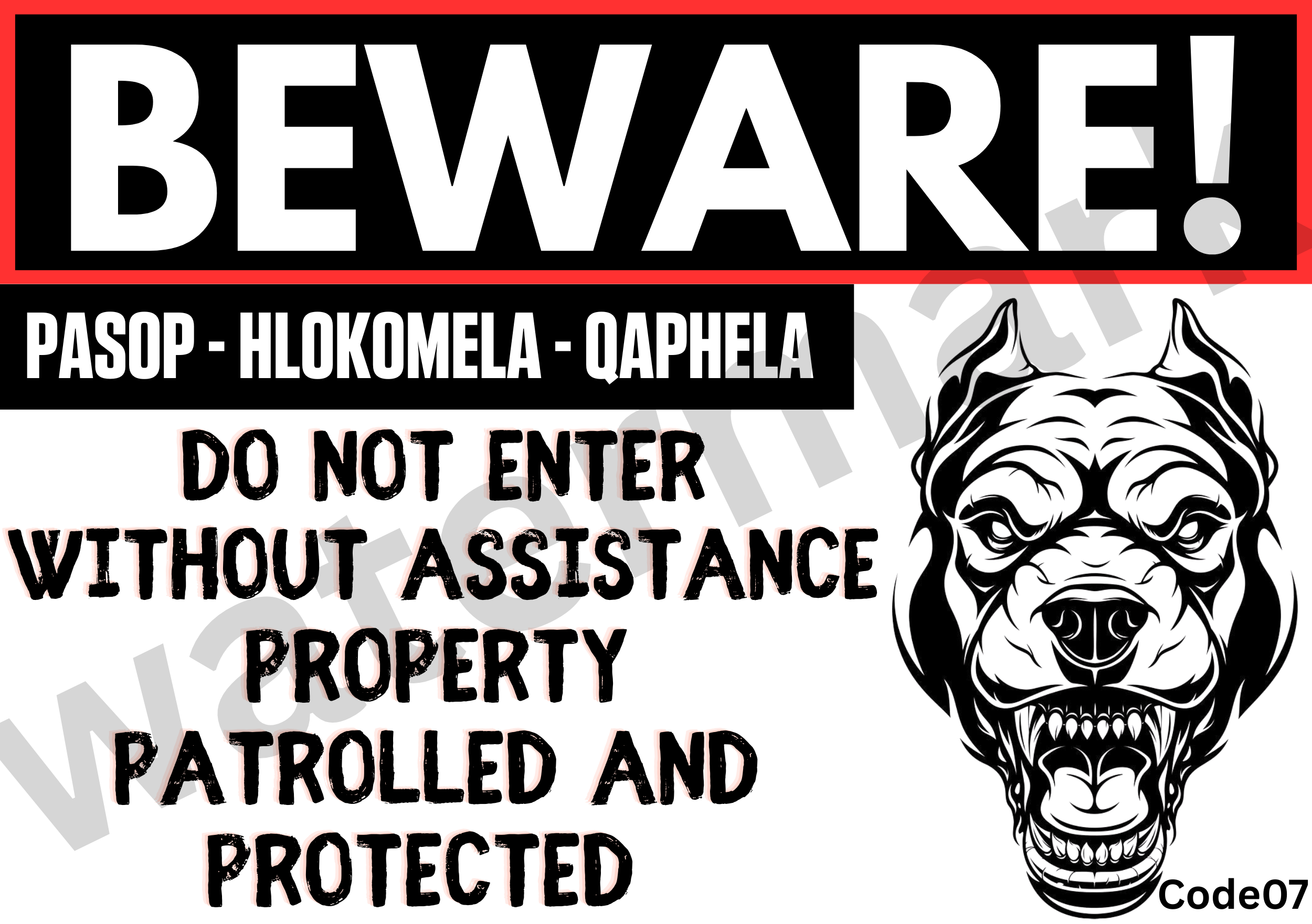 Beware of the dog gate sign - Size A5