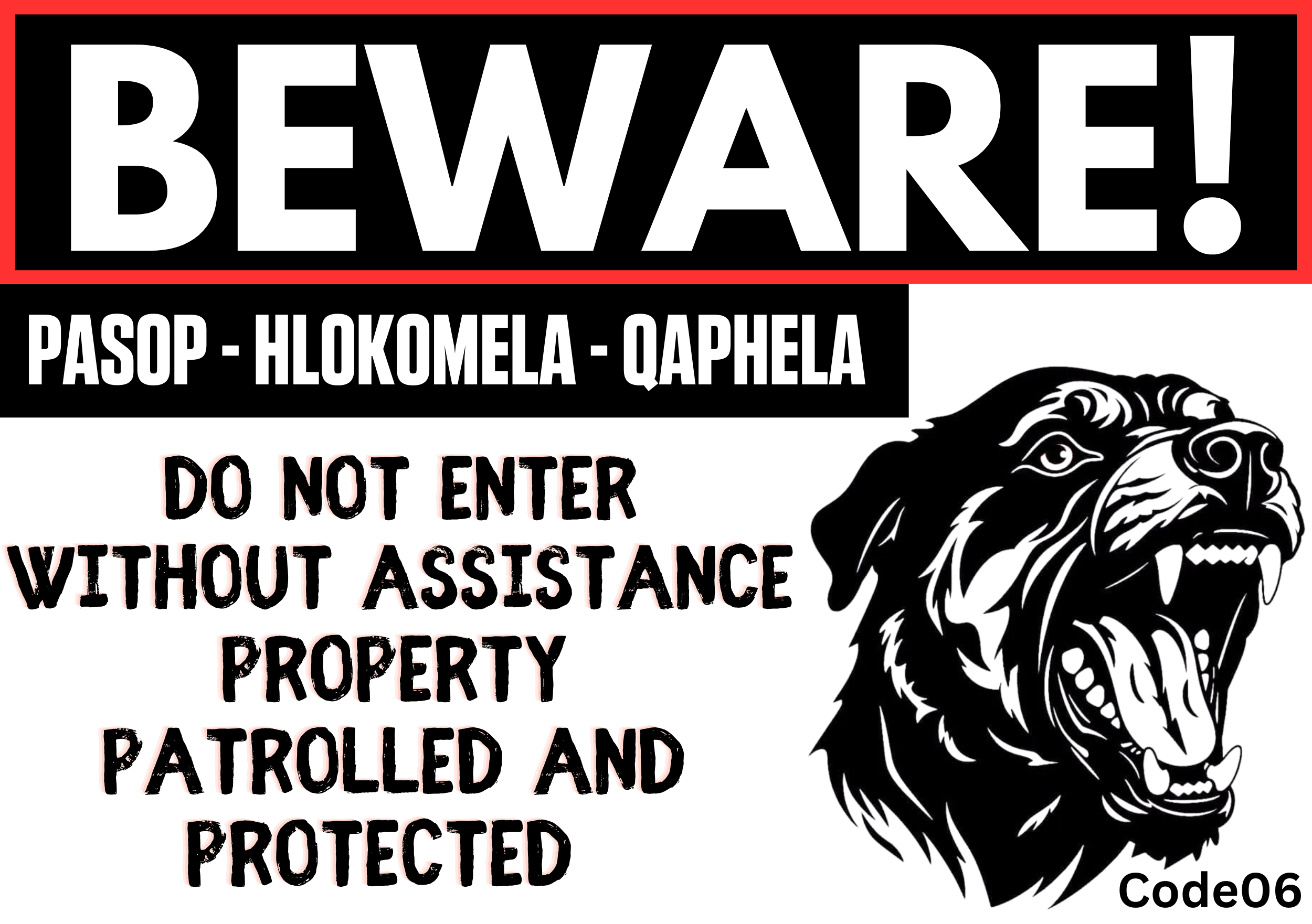 Beware of the dog gate sign - Size A5