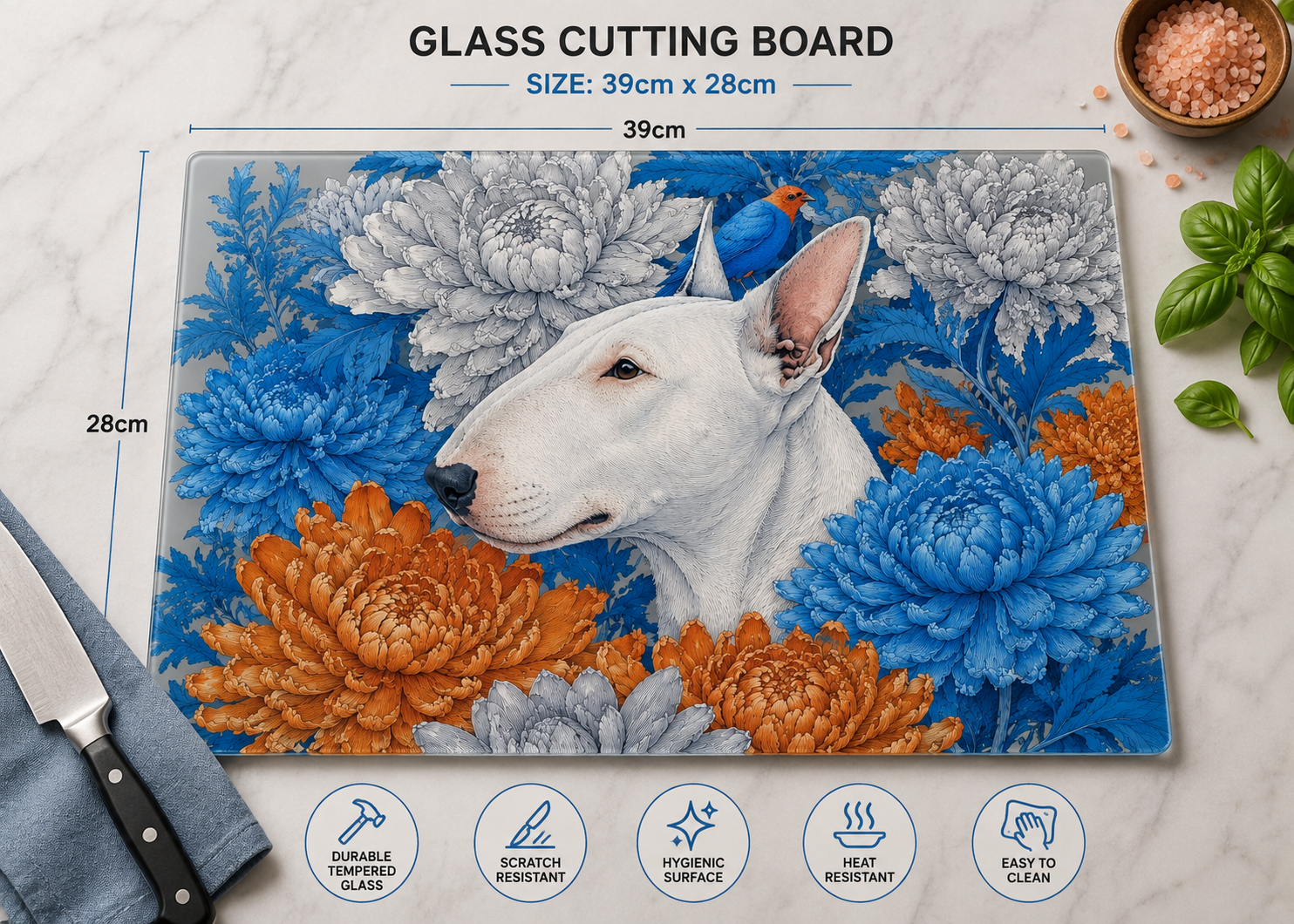 Bull Terrier theme cutting board