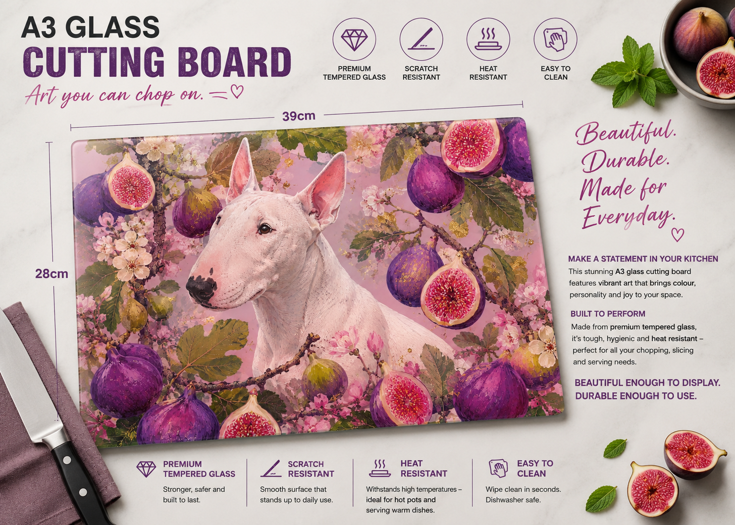 Bull Terrier theme cutting board