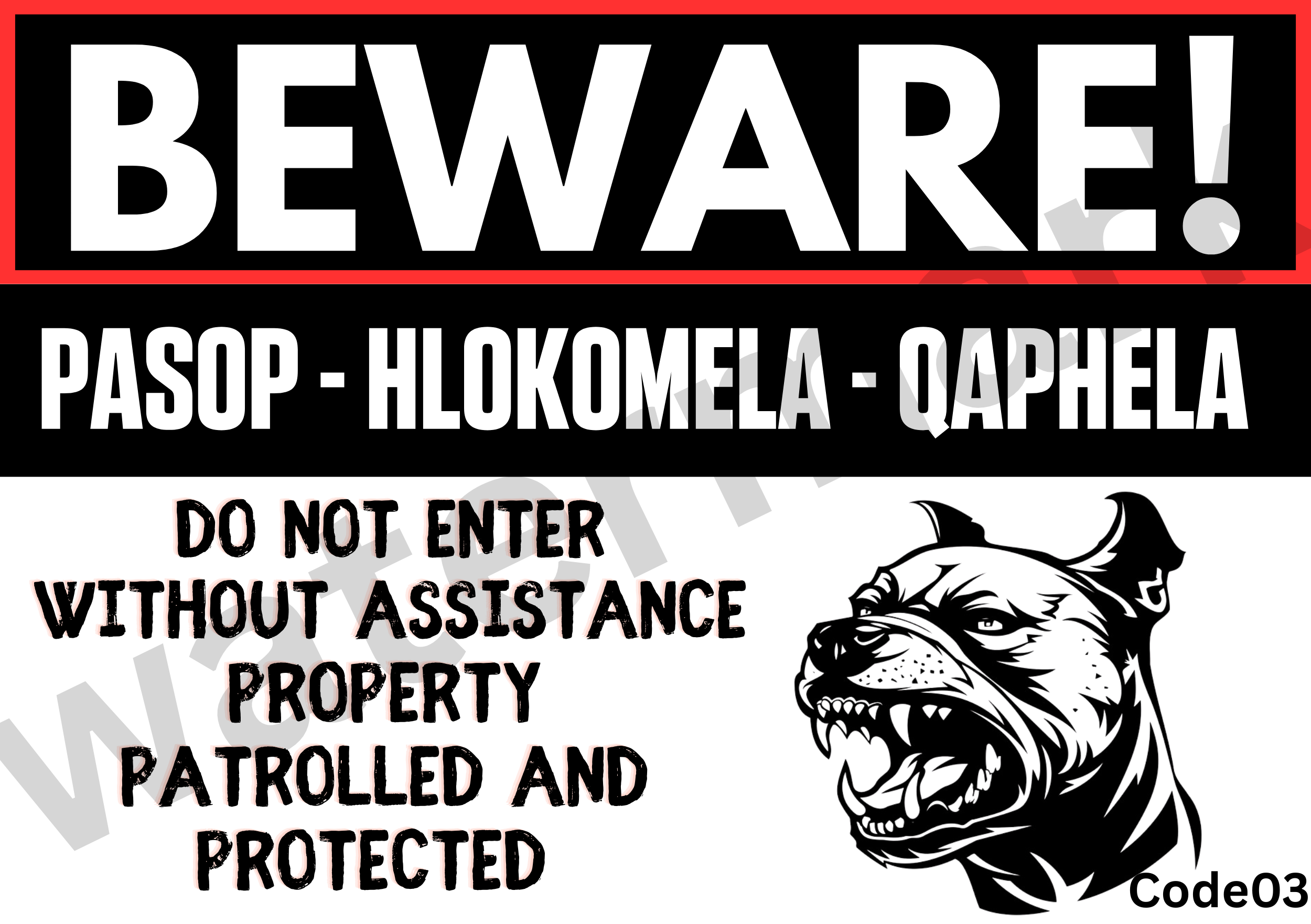Beware of the dog gate sign - Size A5