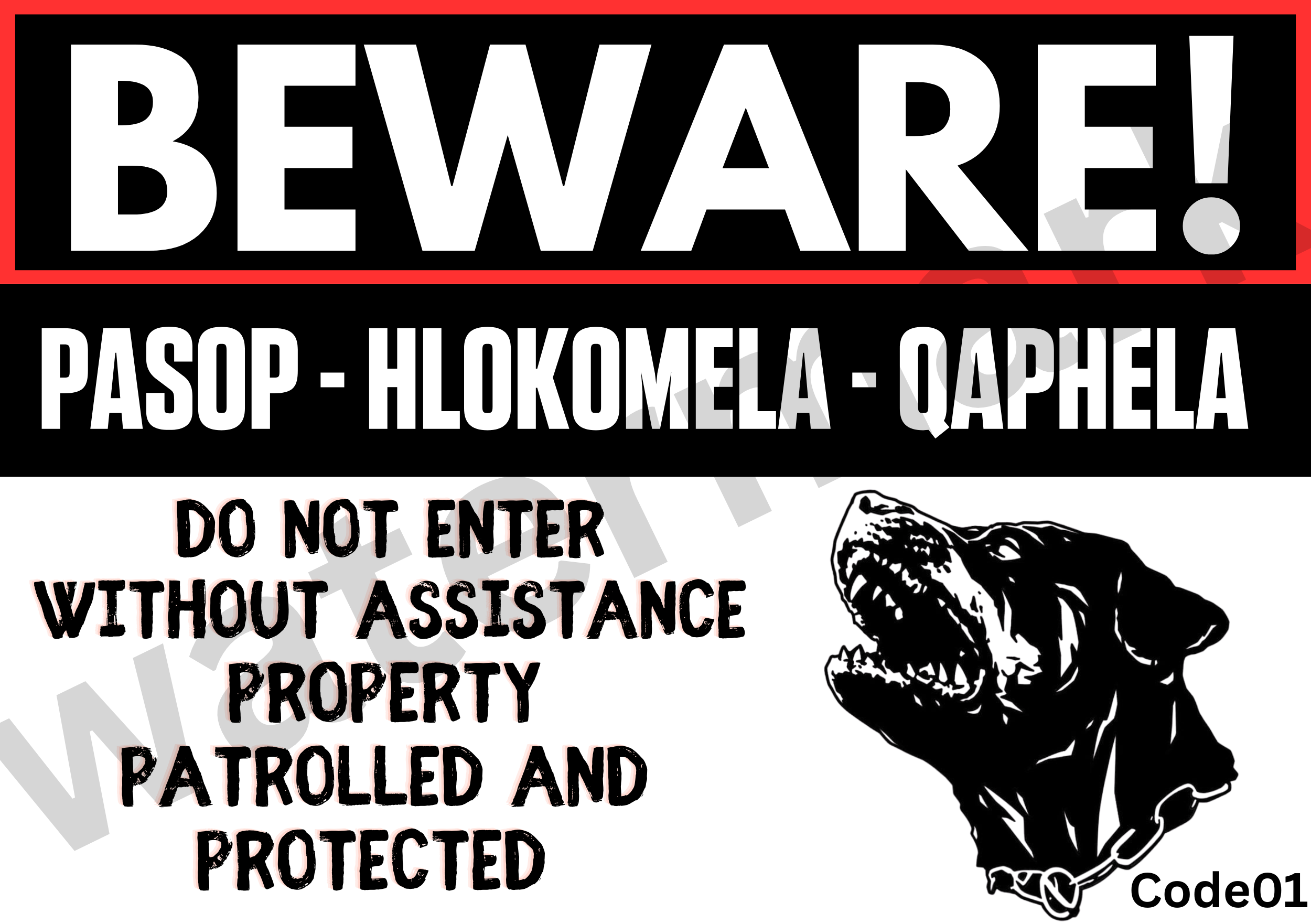 Beware of the dog gate sign - Size A5