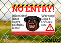 NO ENTRY - dog warning signs Size A4