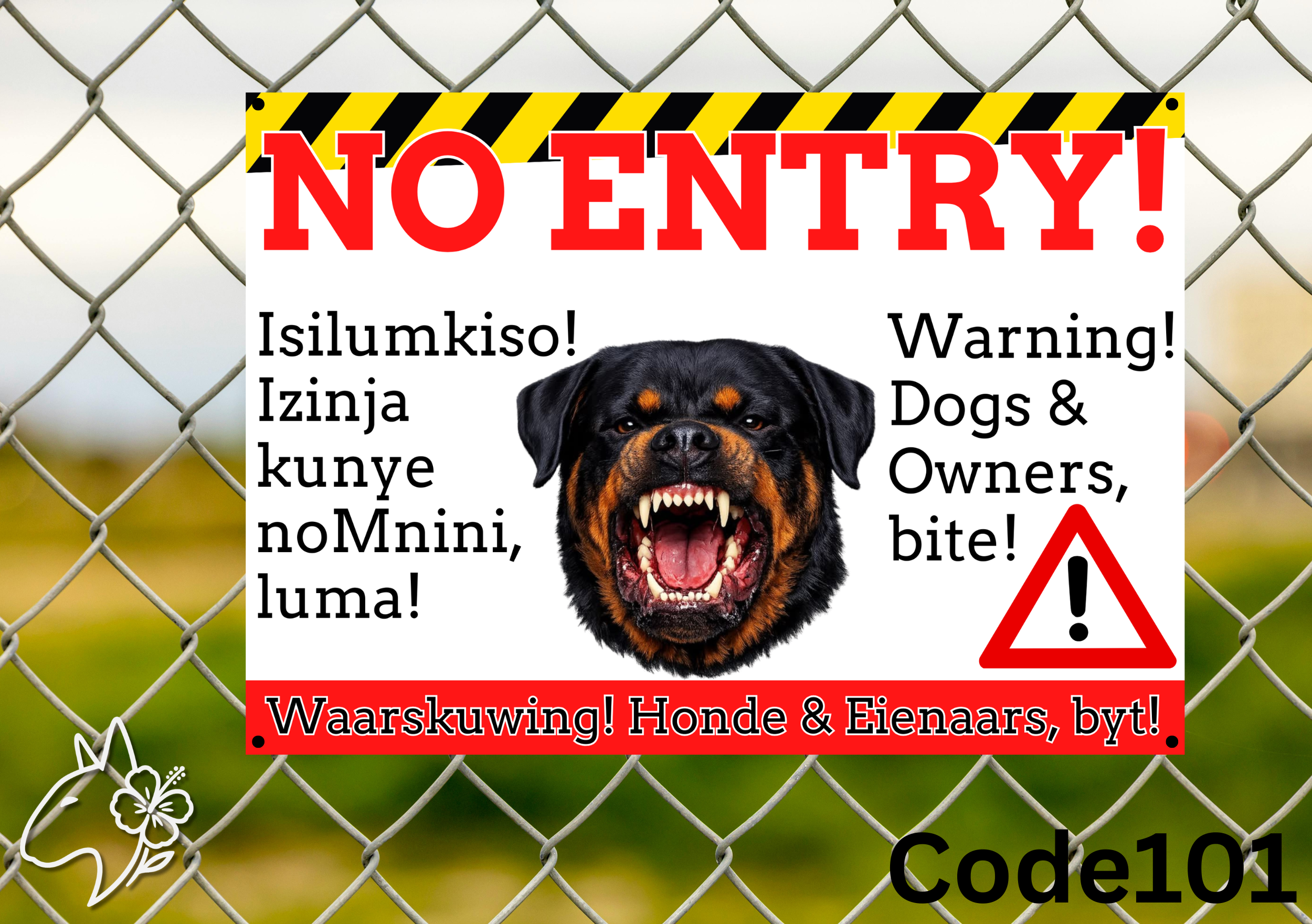 NO ENTRY - dog warning signs Size A4