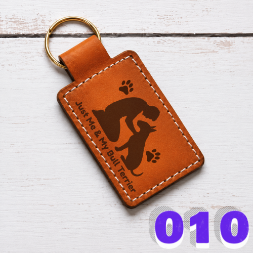 Bull Terrier Leather Keychain