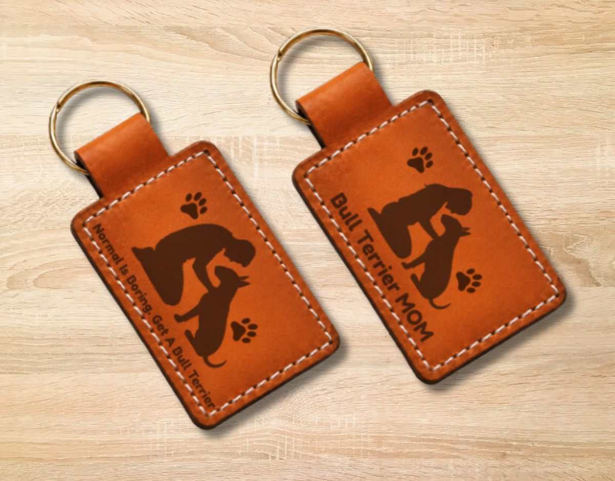 Bull Terrier Leather Keychain