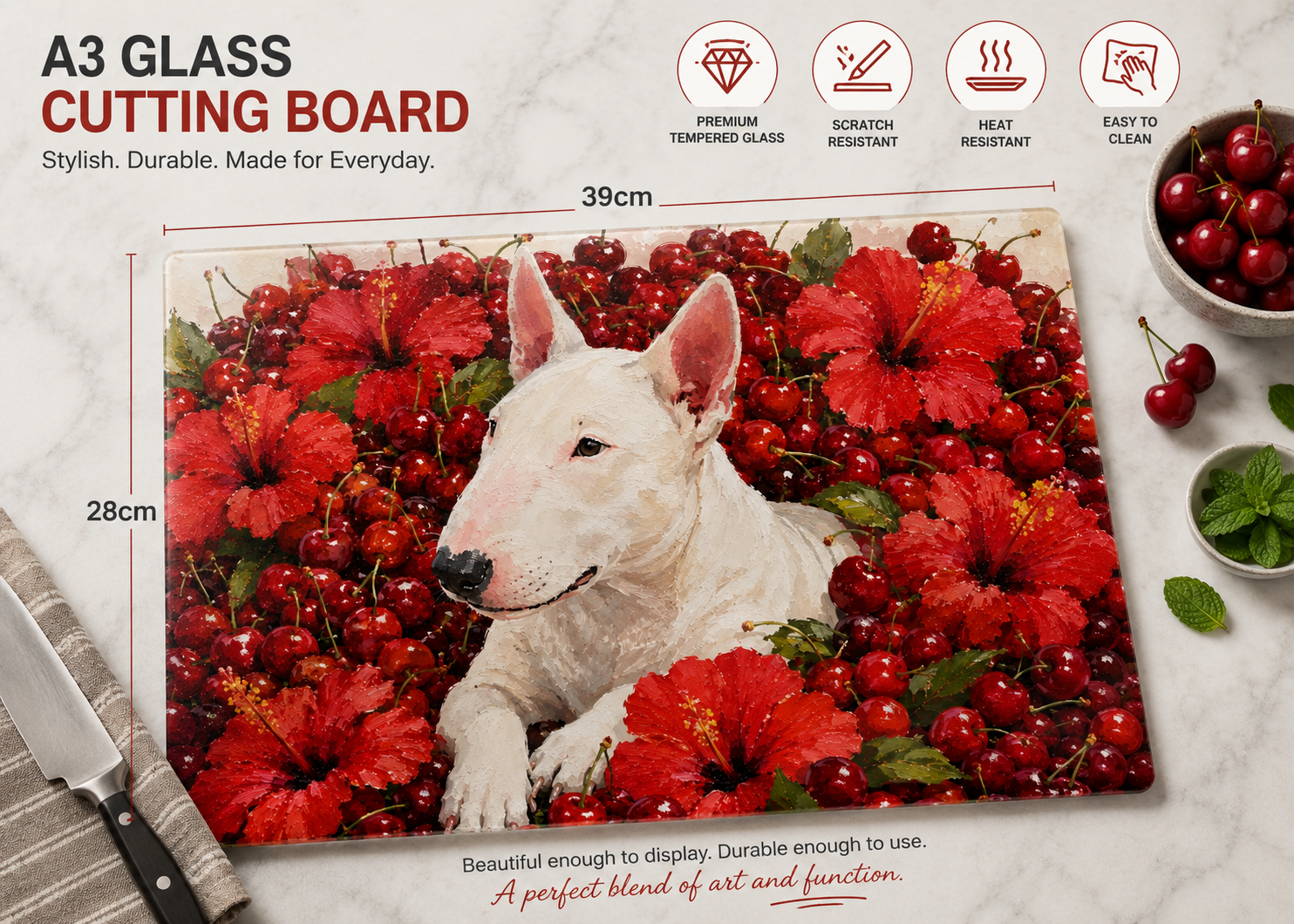 Bull Terrier theme cutting board