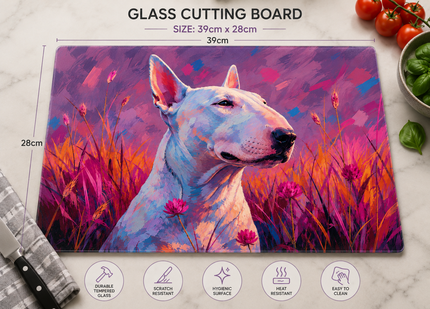 Bull Terrier theme cutting board